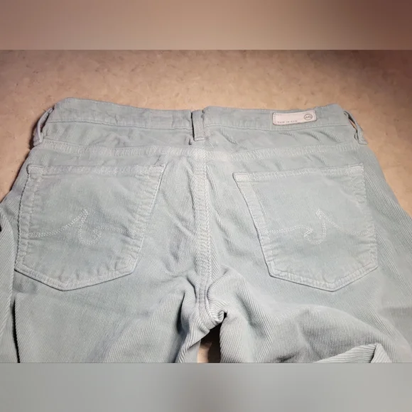 AG Adriano Goldschmiede 26 Reg Stevie Light Green Pants corduroy ankle slim stra - Picture 2 of 14
